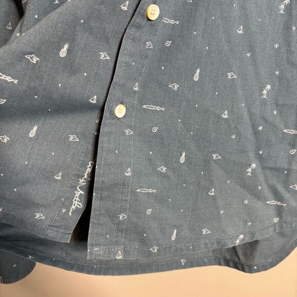 Travis Mathew Long Sleeve Button Shirt Blue Tropical Pineapple Blue Size Small - Picture 2 of 7